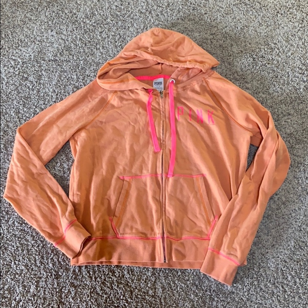 Orange and hot pink zipped hoodie